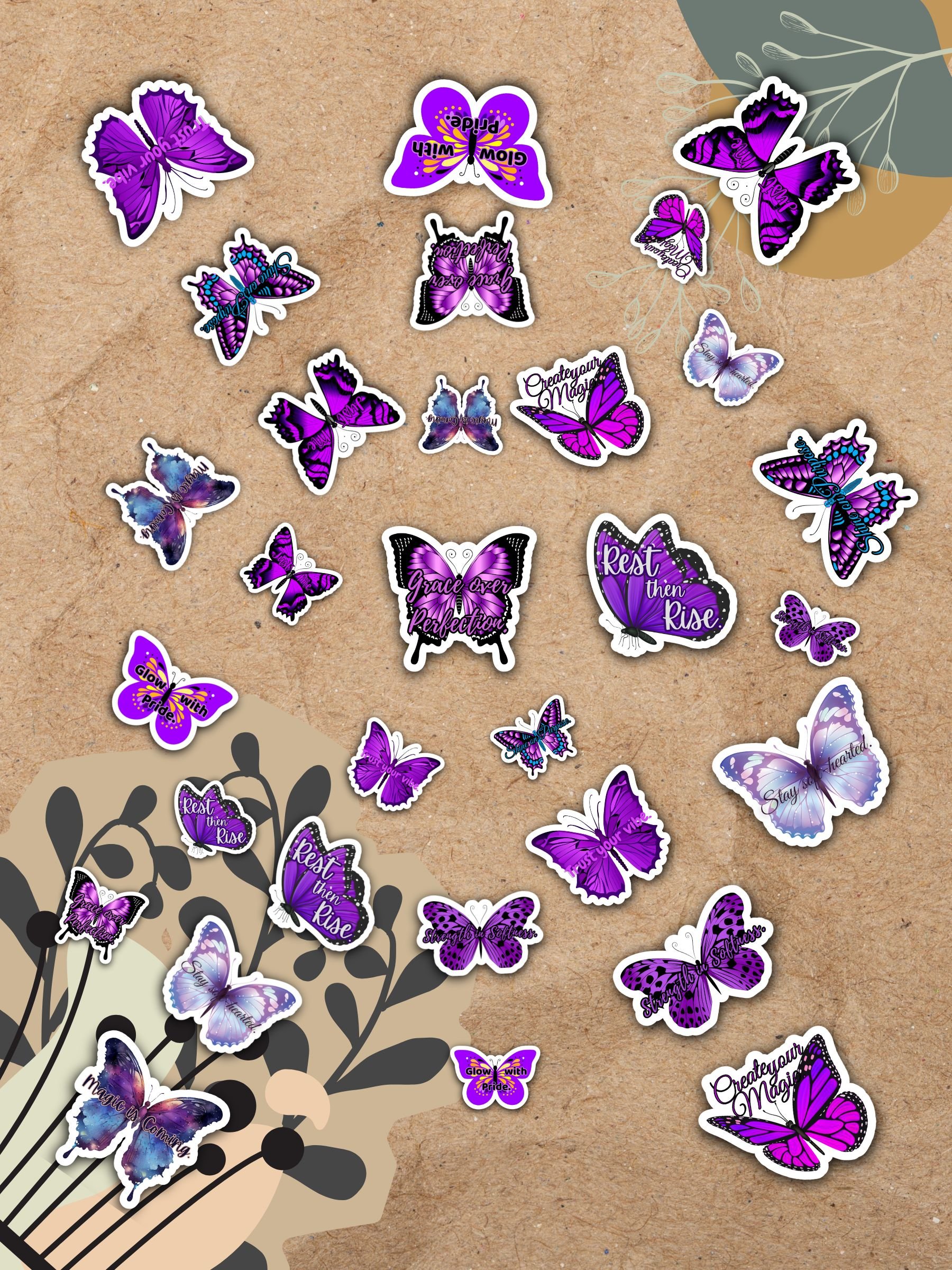 Strength in Softness – Purple Butterfly Inspirational Quote Sticker product image (7)