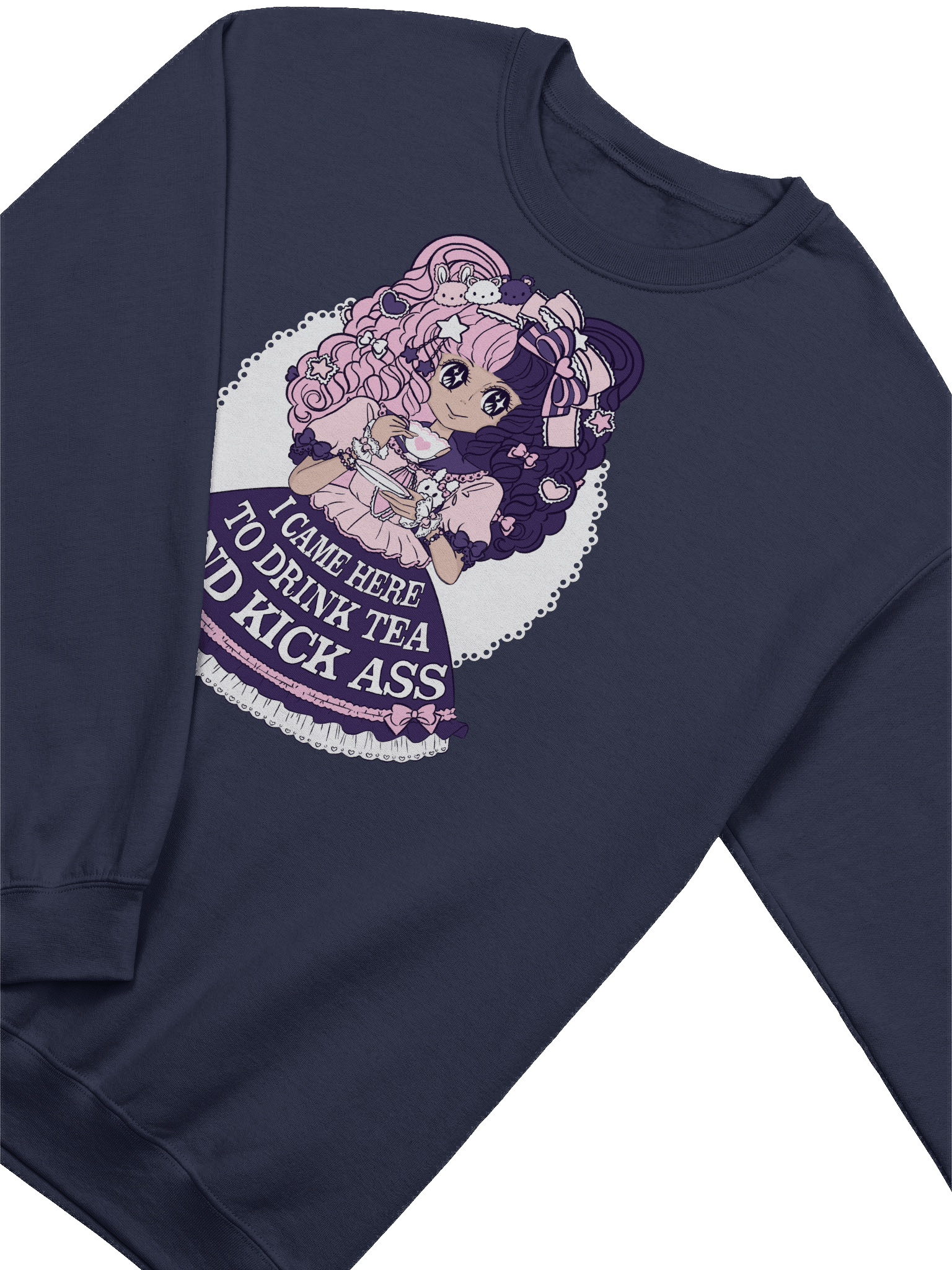 I Came Here to Drink Tea & Kick Ass (OTT, Pink) sweatshirt product image (2)