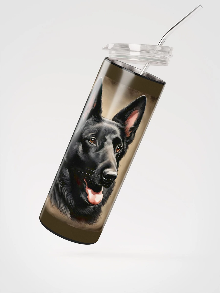 Black German Shepherd Stainless Steel Tumbler With Straw product image (3)