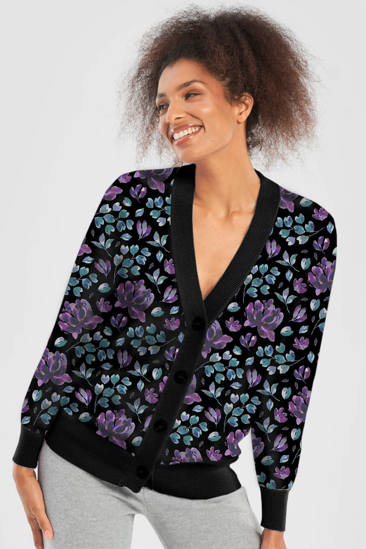 Purple Floral Cardigan Sweater product image (9)