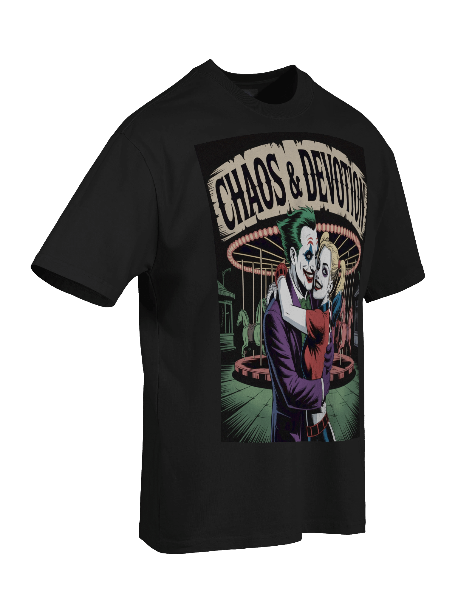 Joker & Harley Quinn 'Chaos & Devotion' Carousel Embrace Oversized Faded T-Shirt product image (8)