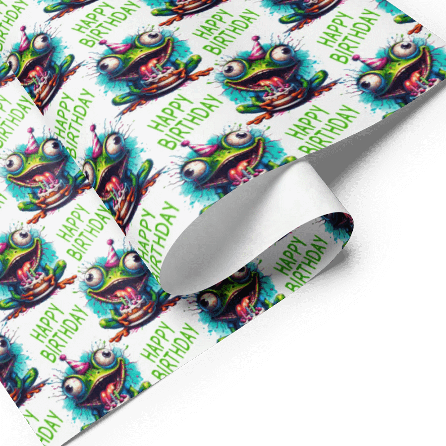 Frog Birthday Wrapping Paper Sheets | Happy Birthday Gift Wrap Set product image (3)