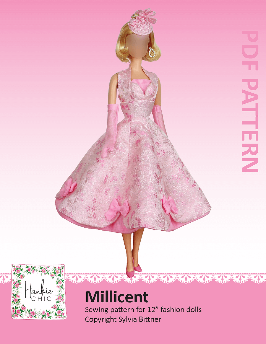 Millicent sewing pattern for 12" fashion dolls product image (1)