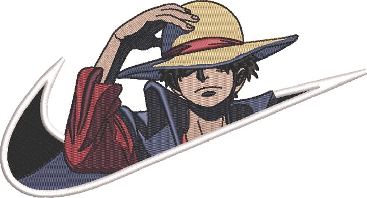 Luffy swoosh with cape embroidery product image (1)
