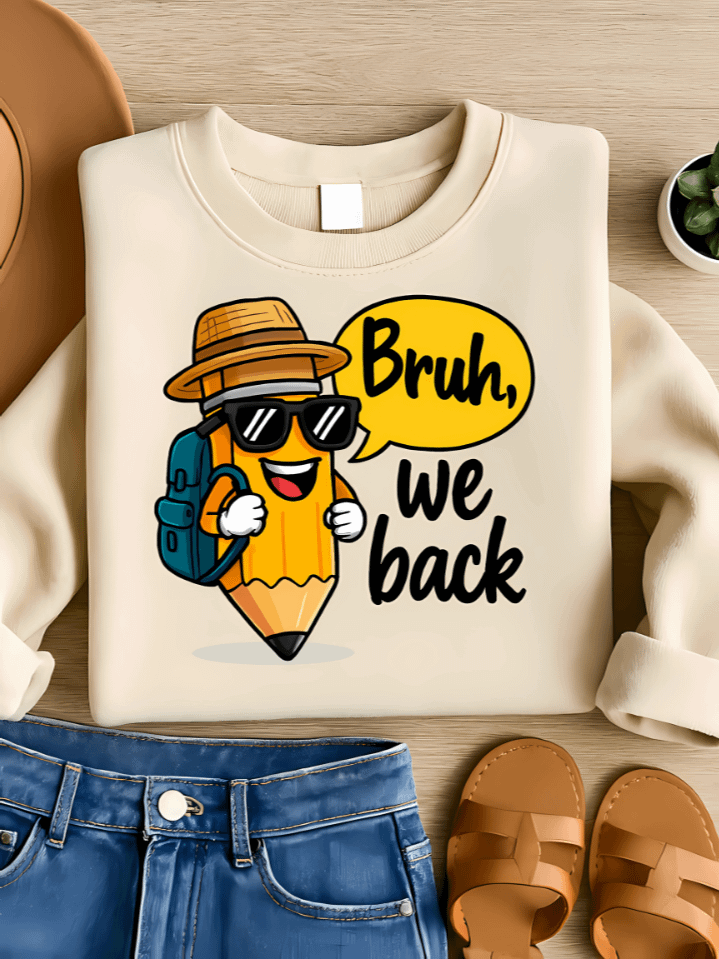 Bruh We Back to School Sublimation PNG – Funny Back to School Design for Teens – Cool Retro Style Clipart – 300 DPI Instant Download product image (1)