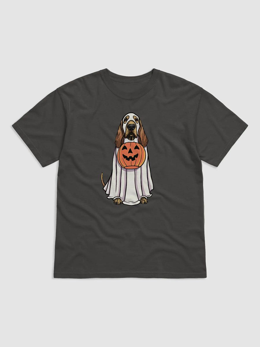 Funny Halloween Bloodhound T-Shirt | Funny Bloodhound Wearing a Ghost Costume and Holding a Pumpkin Basket product image (17)