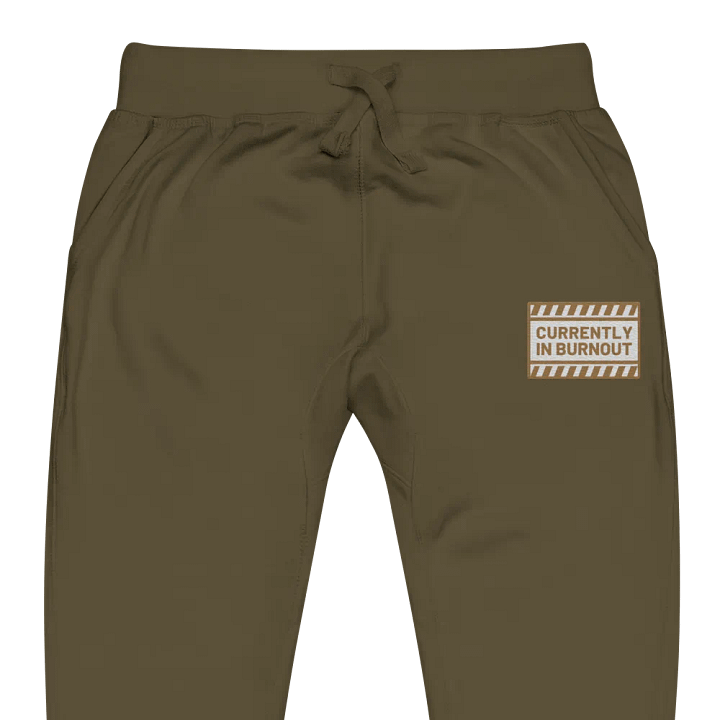 CURRENTLY IN BURNOUT (brass design) embroidered fleece joggers product image (5)
