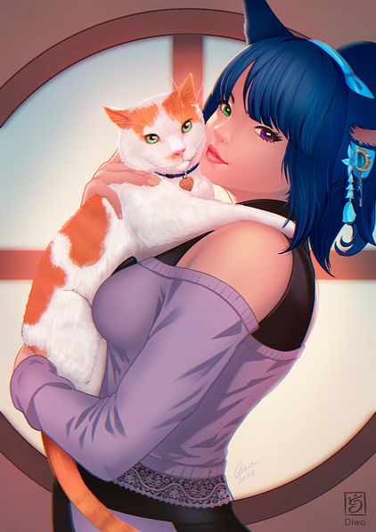 Illustration: Lunar and her cat