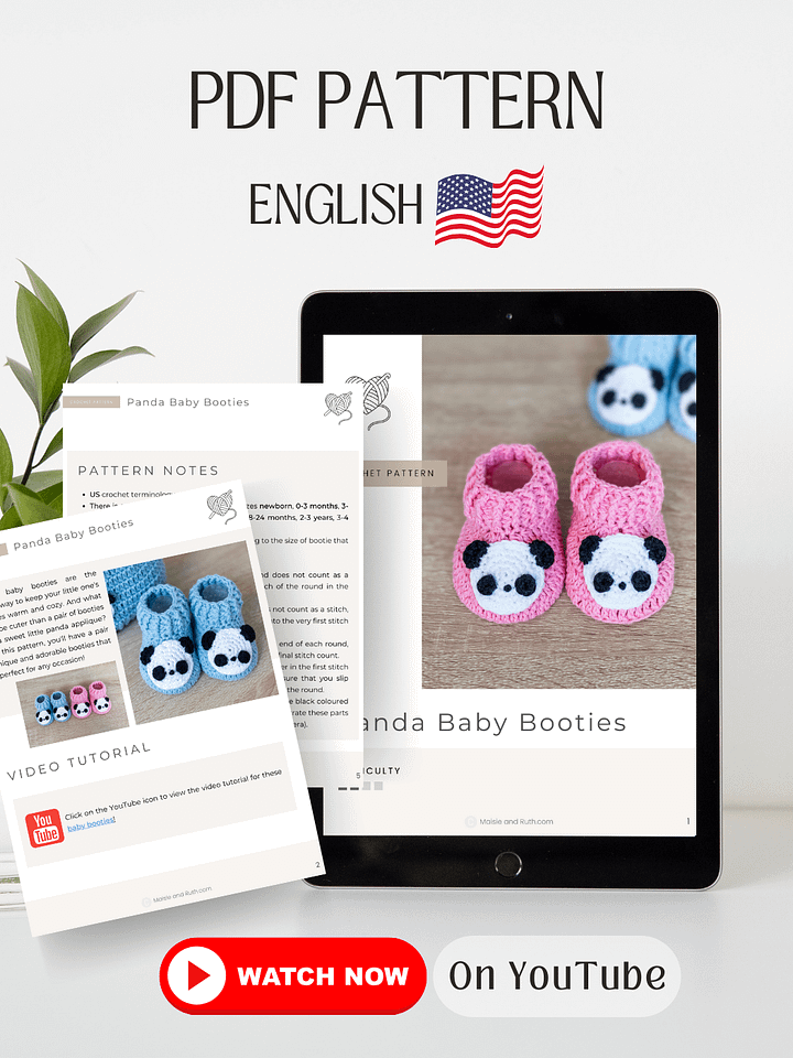 Crochet Pattern: Easy Panda Baby Booties product image (2)