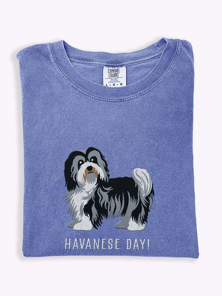 Havanese Day! T-Shirt(Embroidered) of a Havanese(Black & White) product image (1)