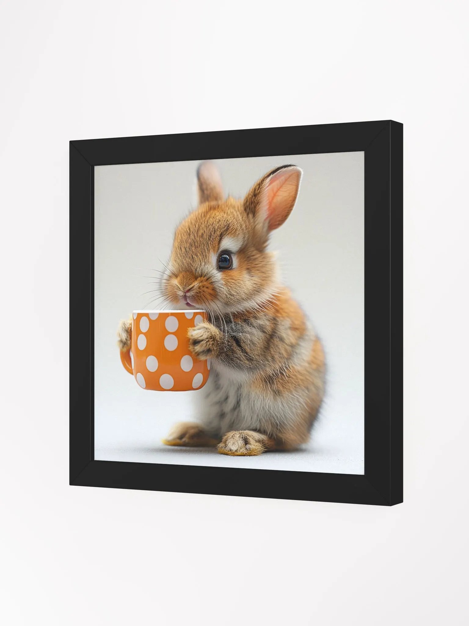 Cute Coffee Lover Baby Bunny Framed Wall Art product image (2)