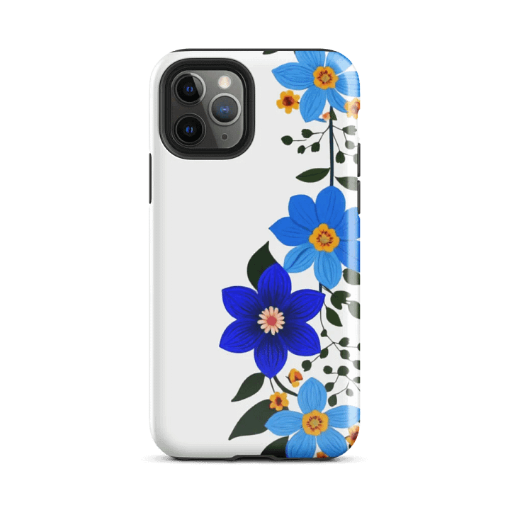 Tough Phone Case for iPhone® - Blue Florals on White product image (2)