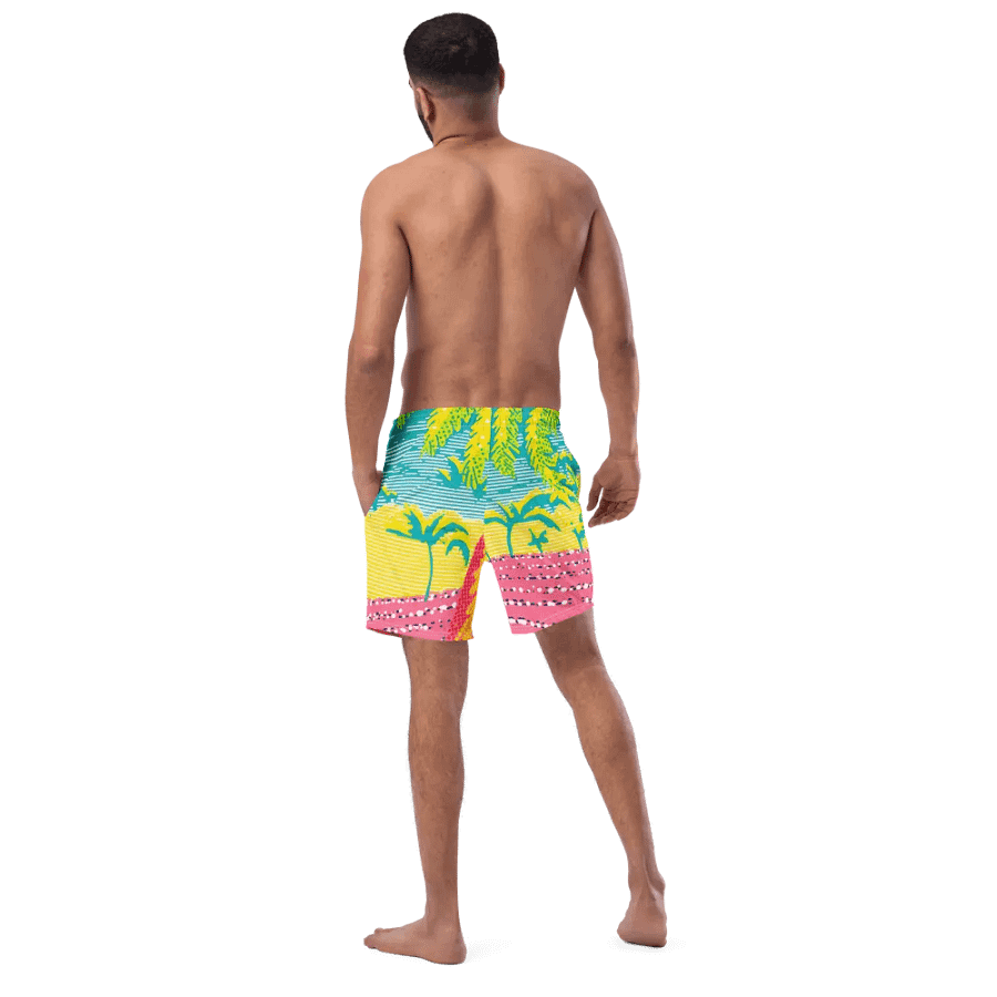 Neon Tropical Paradise All-Over Swim Trunks product image (5)
