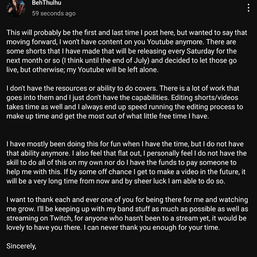 This is an important message, I feel, I needed to share with everyone and would like to thank you all for your support in wat...