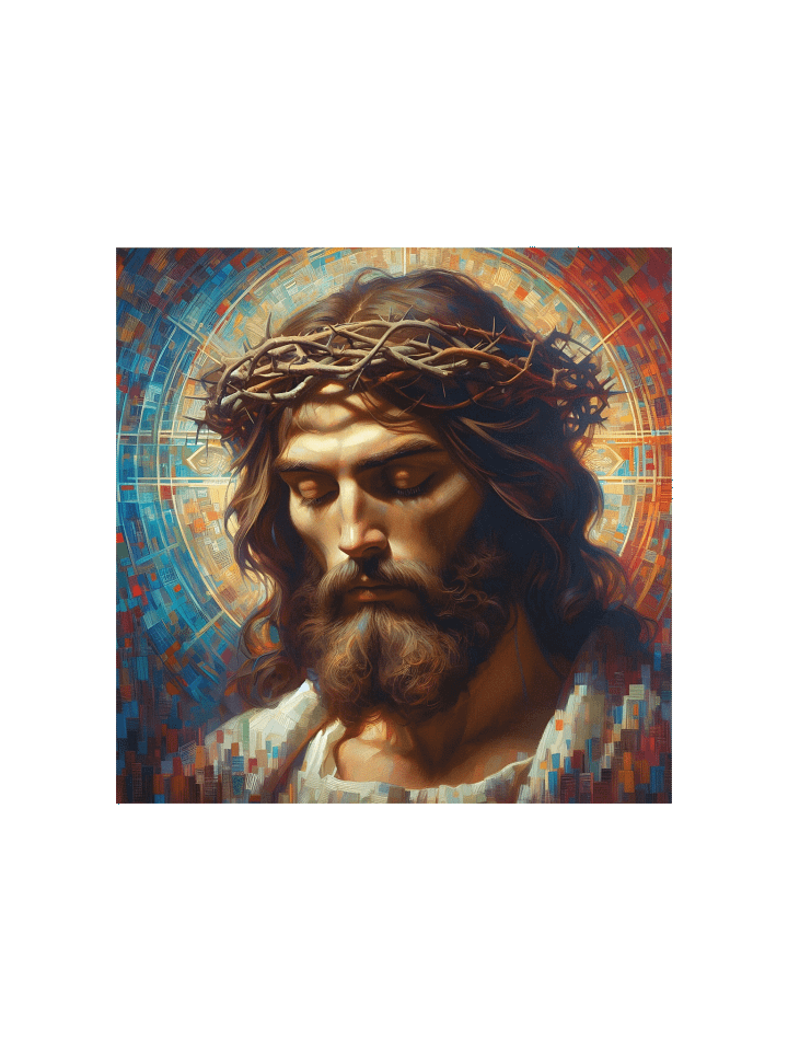 Jesus Christ Mosaic Crown of Thorns Wall Art | Modern Christ Art Canvas Print for Home & Church product image (1)