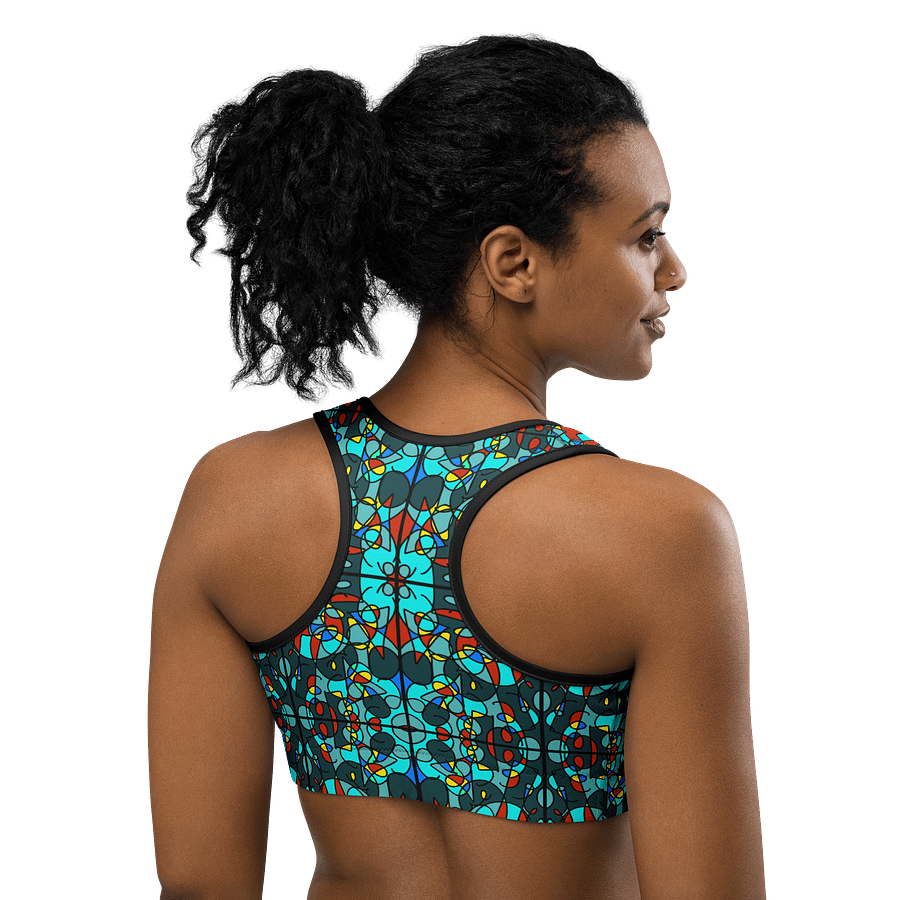 Turquoise Stained Glass – Vibrant Pattern Basic Sports Bra product image (2)