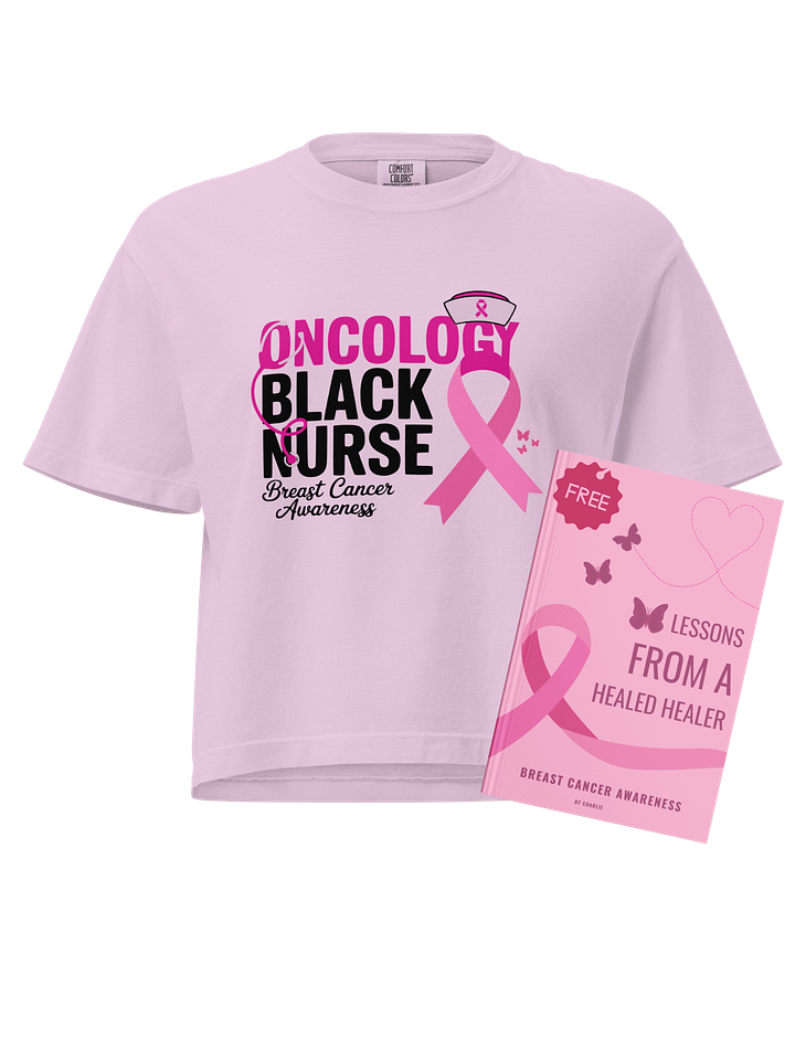 Oncology Black Nurse Breast Cancer Awareness Pink Ribbon Heavyweight Boxy T-Shirt + Free Ebook product image (1)