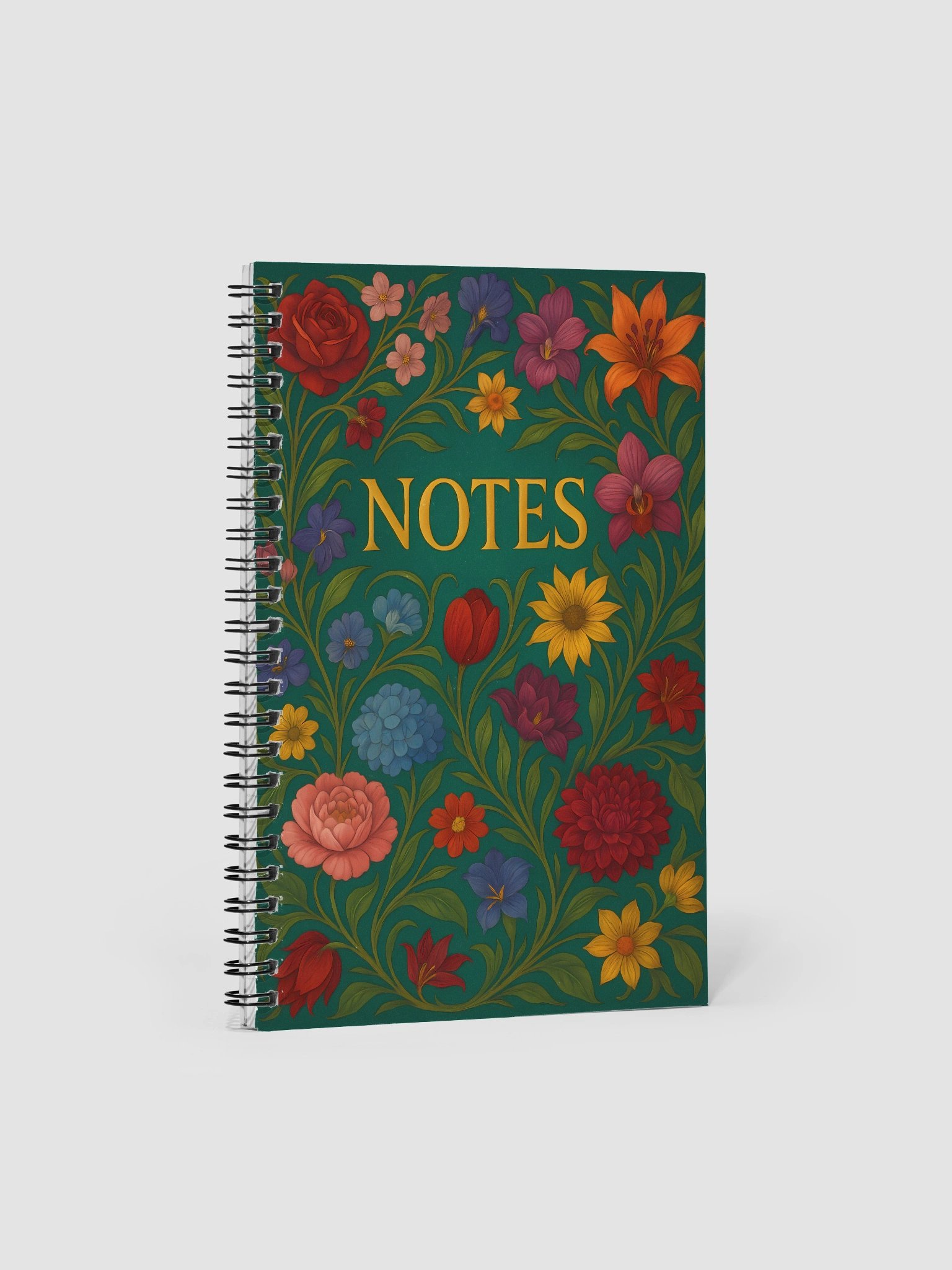 Luxury Art Nouveau Floral Journal – Emerald & Jewel-Tone “Notes” Notebook product image (1)