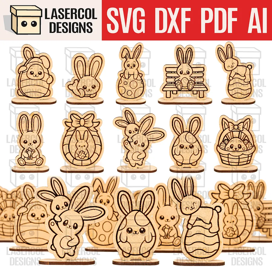 Easter Cutouts With Base Mega Bundle (+80) - Laser Cut Files product image (6)