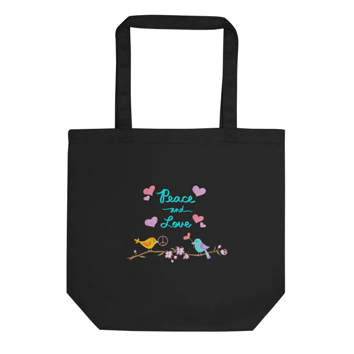 Peace and Love Eco Black Tote Bag product image (1)