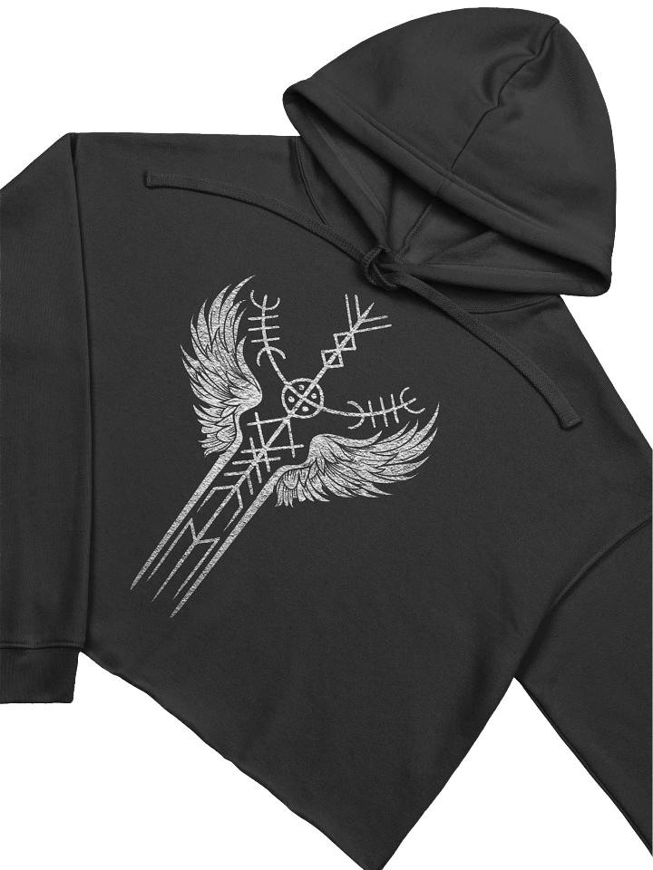 The Valkyrie Stave Fleece Crop Hoodie (grunge print) product image (1)