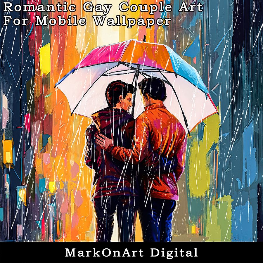 Romantic Gay Couple Art For Mobile Phone Wallpaper or Lock Screen | High Res for iPhone or Android Cellphones product image (3)