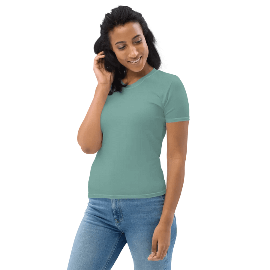 Plain Medium Teal Green Soft Summer Women's Crewneck Polyester Heavyweight Premium T-Shirt by Treasure Pie product image (7)