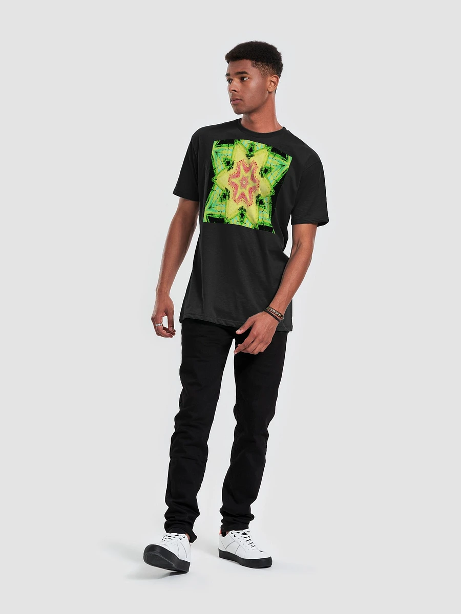 Abstract Green, Orange and Yellow Kaleidoscope Star Men's T Shirt product image (2)