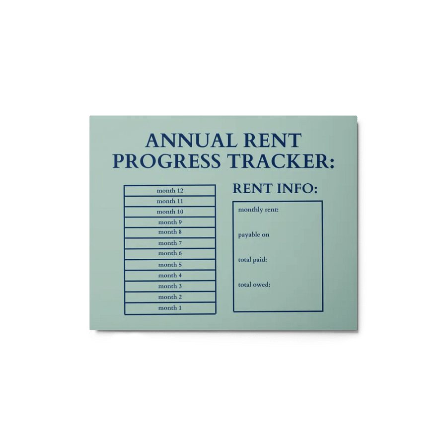 HIGHFALUTIN ANNUAL RENT TRACKER (navy design 3) product image (1)