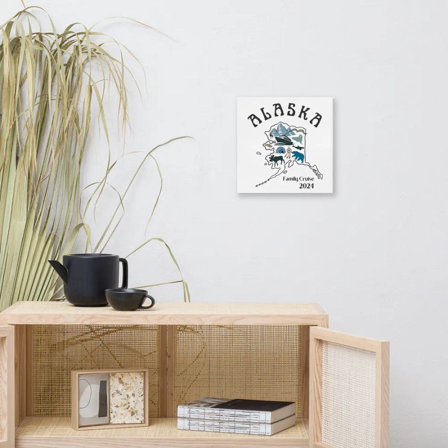 Alaskan Adventure: hand-drawn map & landscapes canvas wall art product image (12)