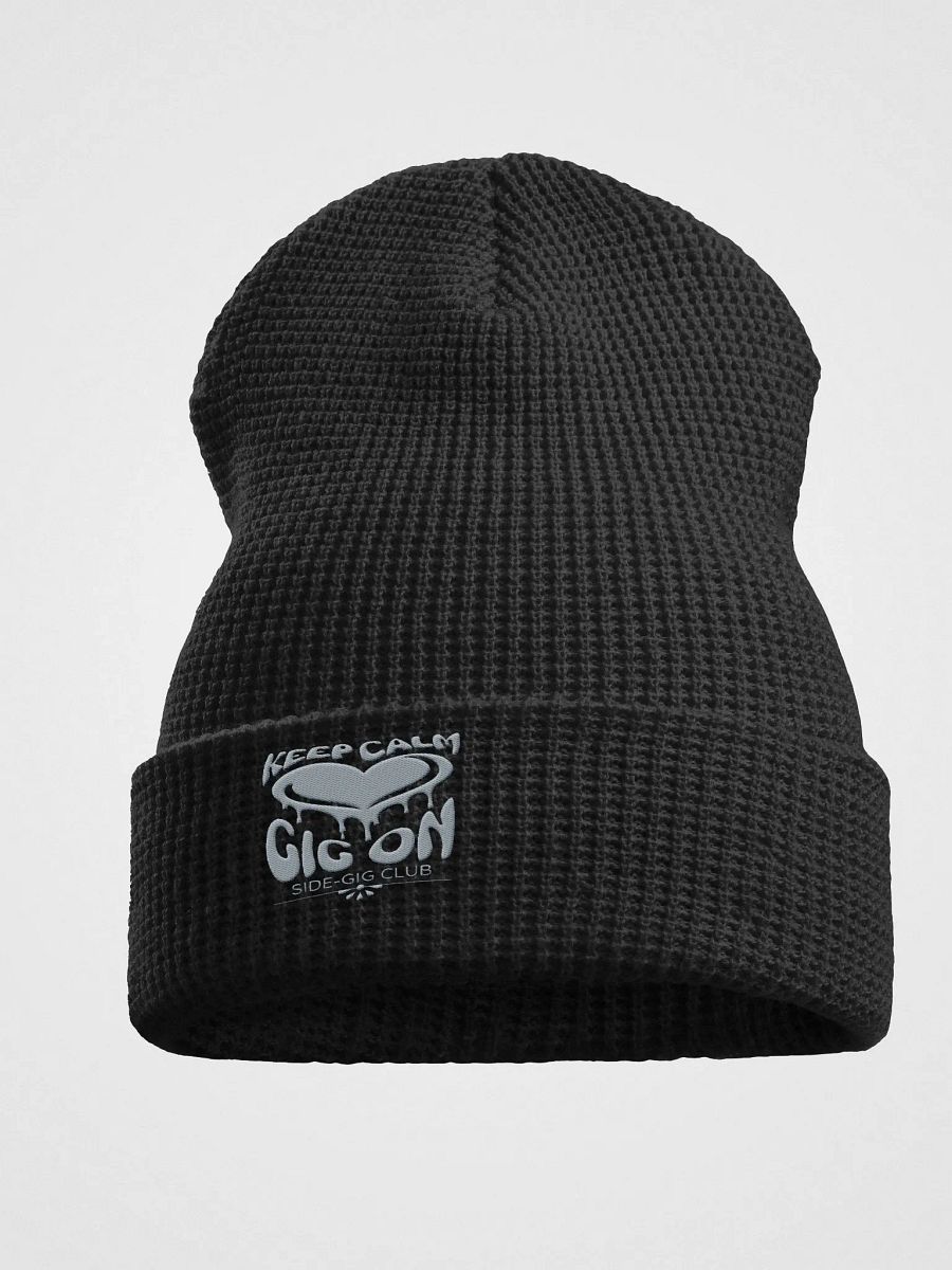 Keep Calm, Gig On Side-Gig Club Waffle Knit Beanie in Grey product image (5)