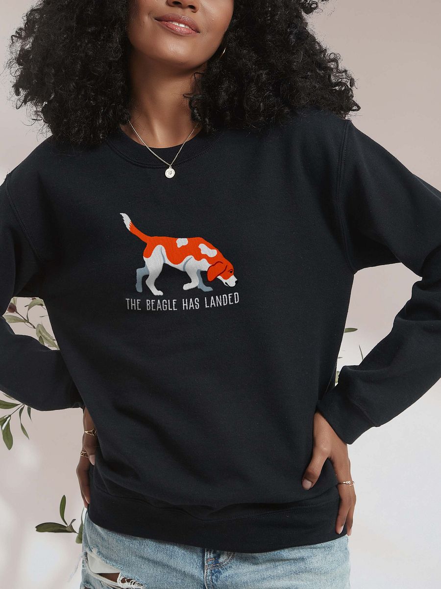 The Beagle Has Landed Sweatshirt (Embroidered) of a Beagle(Red & White) product image (2)