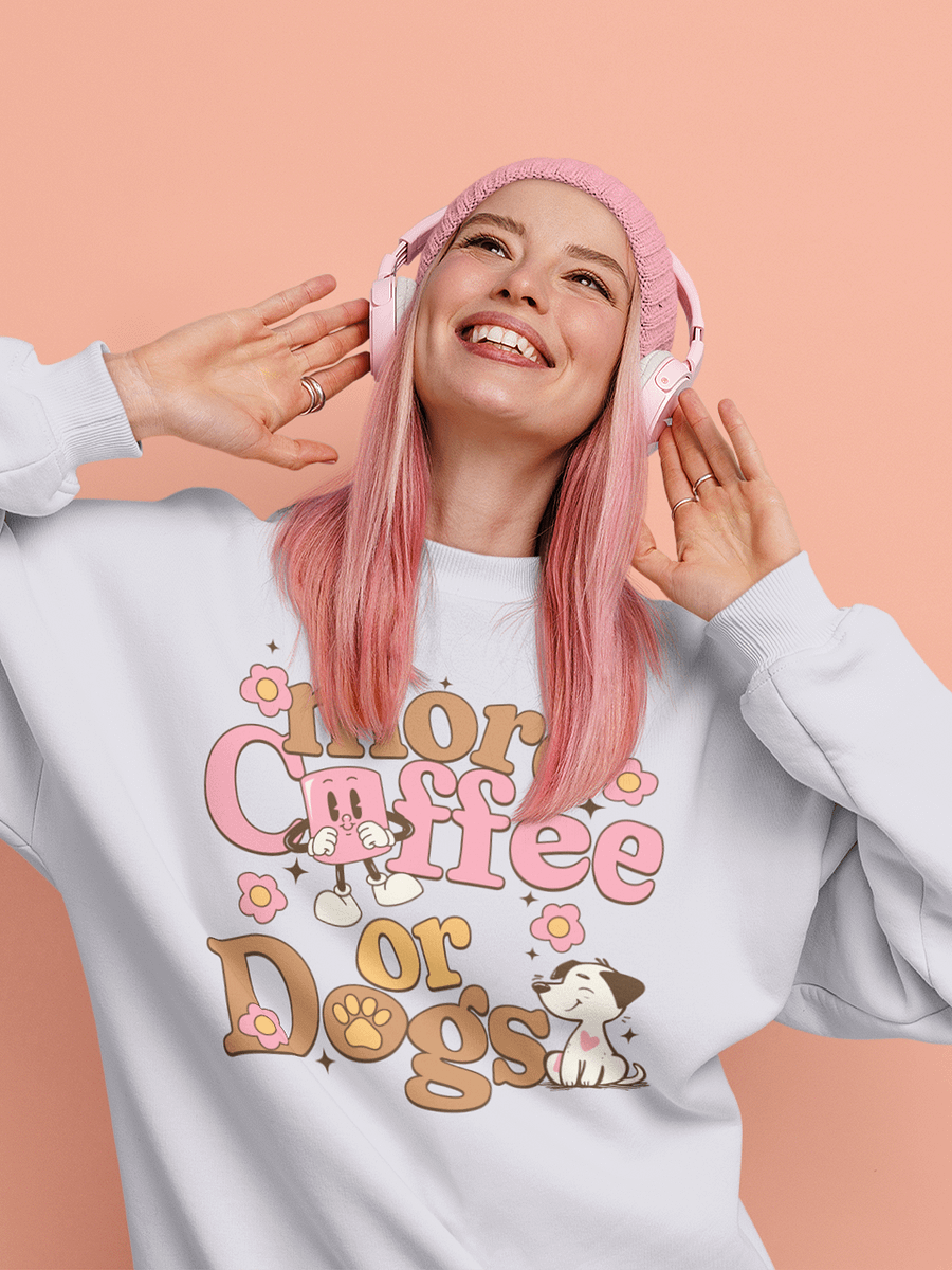 Caffeine & Canines Cartoon Sweatshirt product image (1)