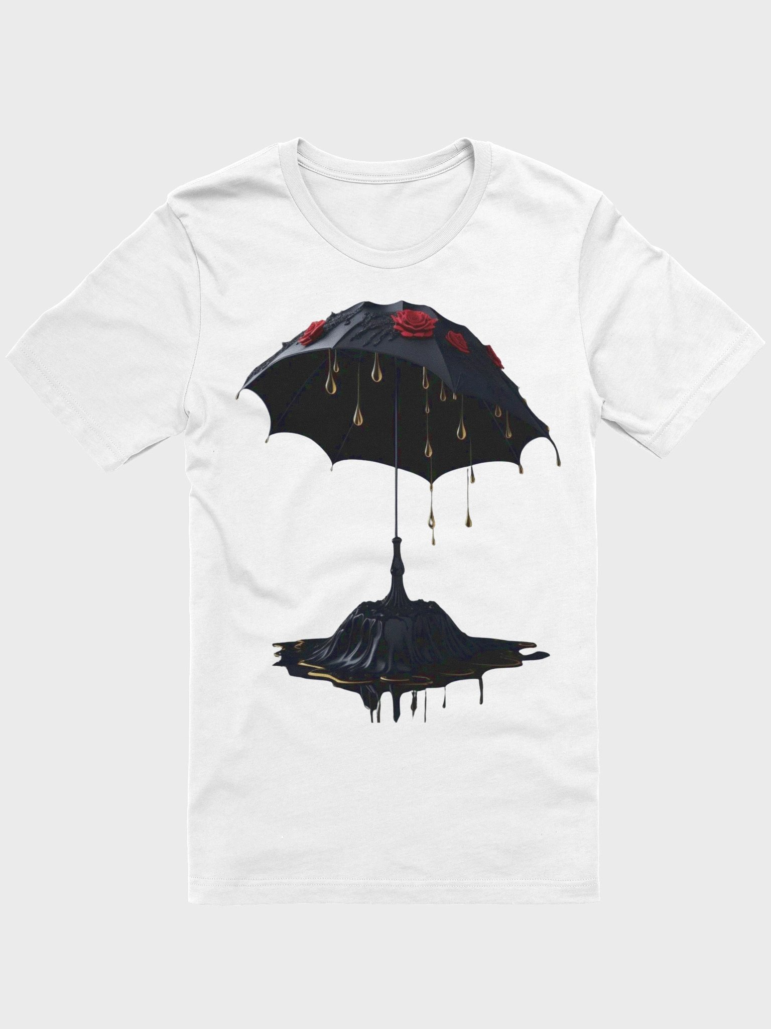 Roses and Gold Raindrops Umbrella T-Shirt product image (1)