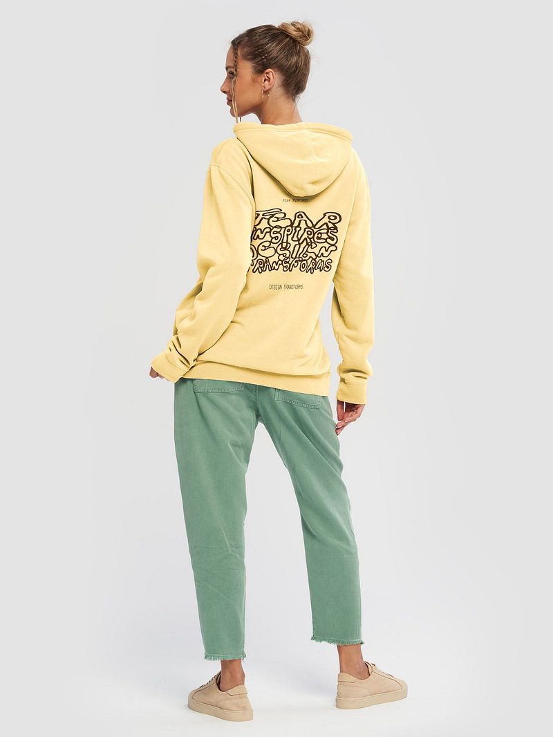 Fear Inspires, Design Transforms Graphic Hoodie Pigment-Dyed Hoodie