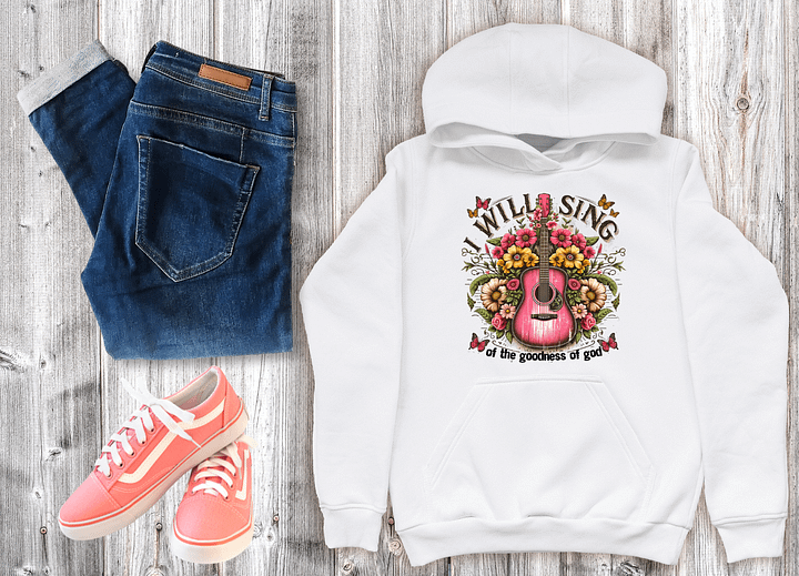 I Will Sing of the Goodness of God Guitar Hoodie product image (1)
