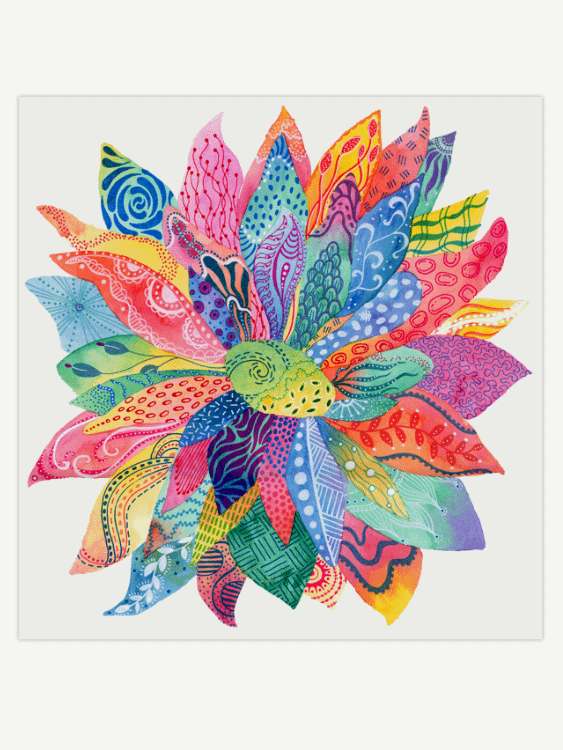 Original Floral Watercolor Zentangle Art – Abstract Flower Painting by Joanne Grant product image (1)