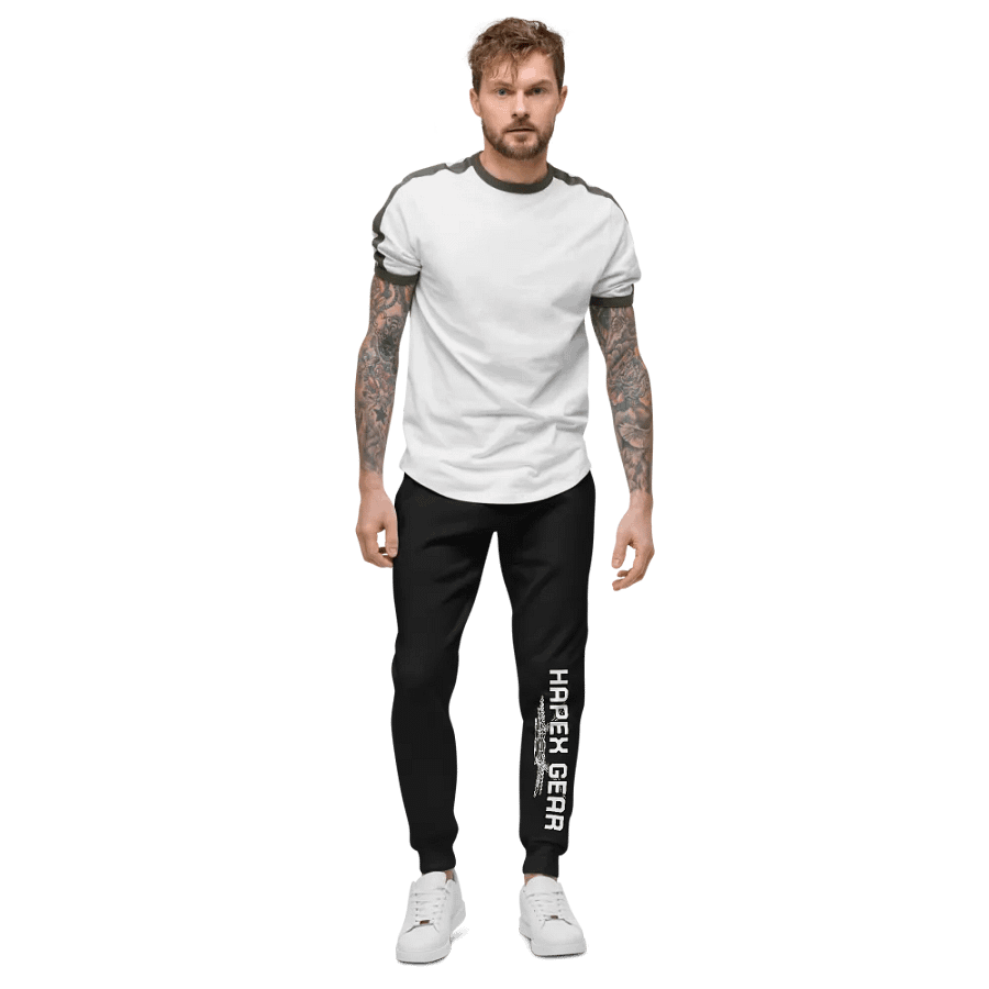 Unisex Fleece Joggers - White HApex Gear Black Logo product image (8)
