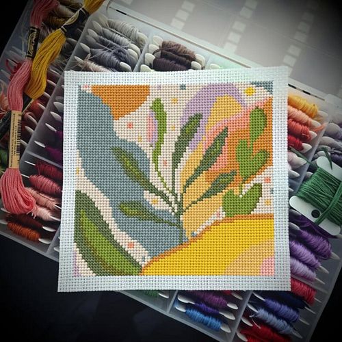 🎨 Stitching meets modern art! Inspired by Matisse’s bold forms and vibrant colors, this abstract cross stitch piece brings a ...