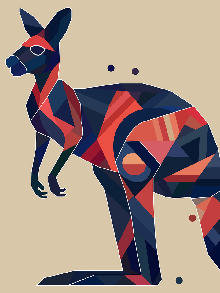Free Geometric Kangaroo PNG Art - Transparent Background, Low Poly Marsupial Illustration product image (1)