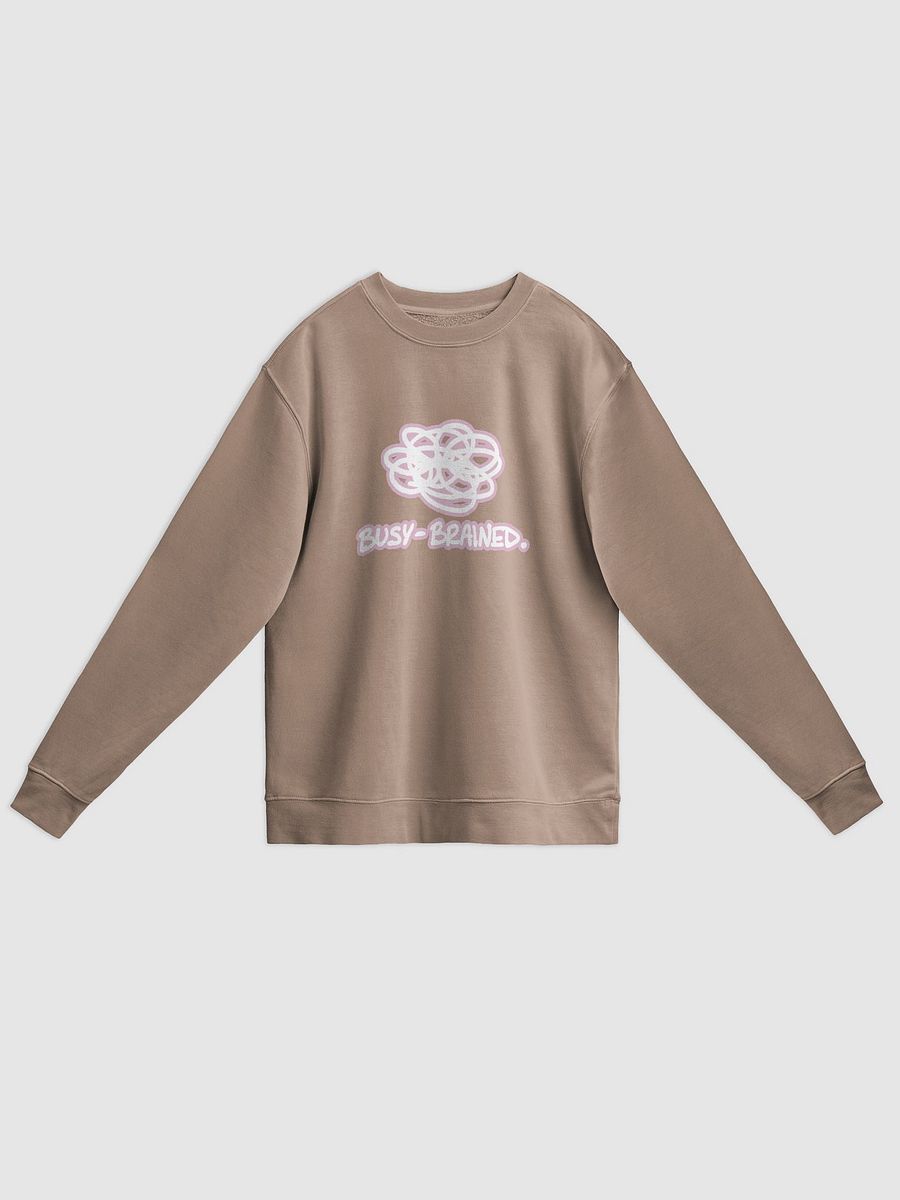 BUSY-BRAINED (lined design, #E1B9CE) printed pigment crewneck product image (7)
