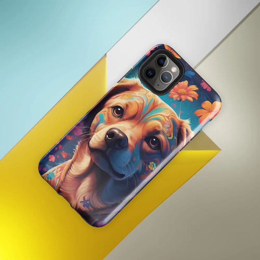 Pawsitively Petal Power: Floral Doggy Delight iPhone Case product image (8)