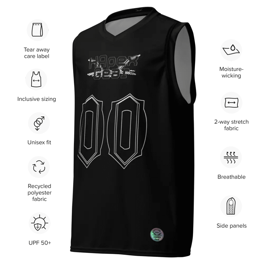 Hélain - Black - Recycled Unisex Basketball Jersey - Black HApex Gear Black Logo product image (7)