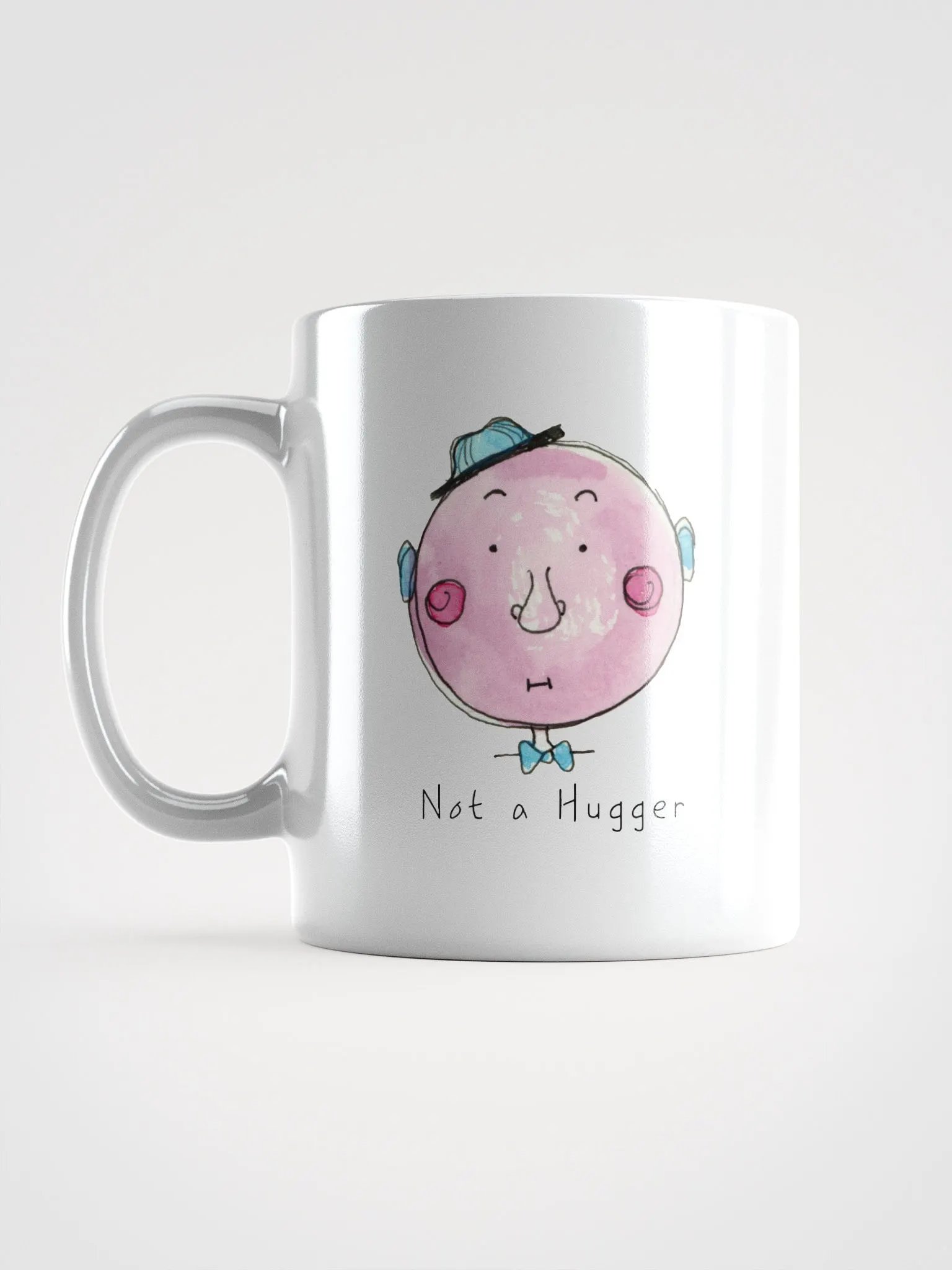 Cheeky Cartoon Faces Not a Hugger White Glossy Mug product image (1)