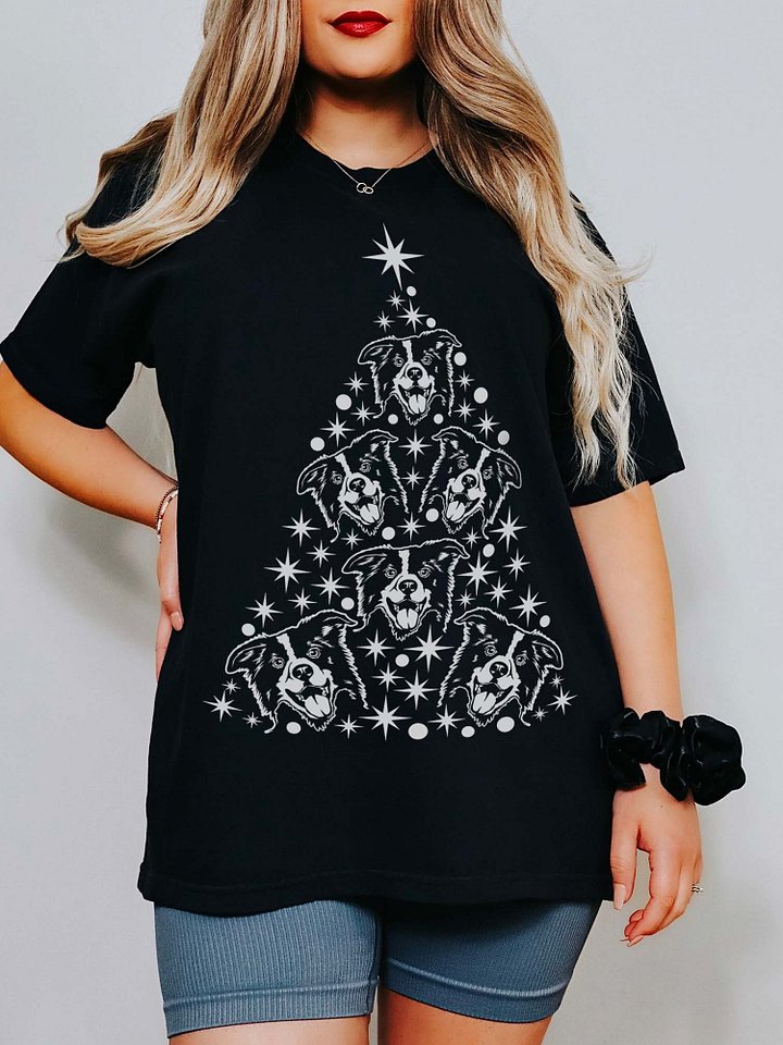 Border Collie Christmas Tree T-Shirt product image (1)