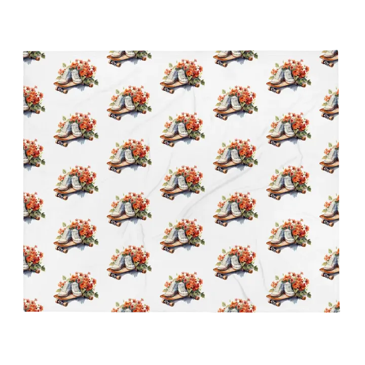 Skateboard And Flowers Blanket product image (1)