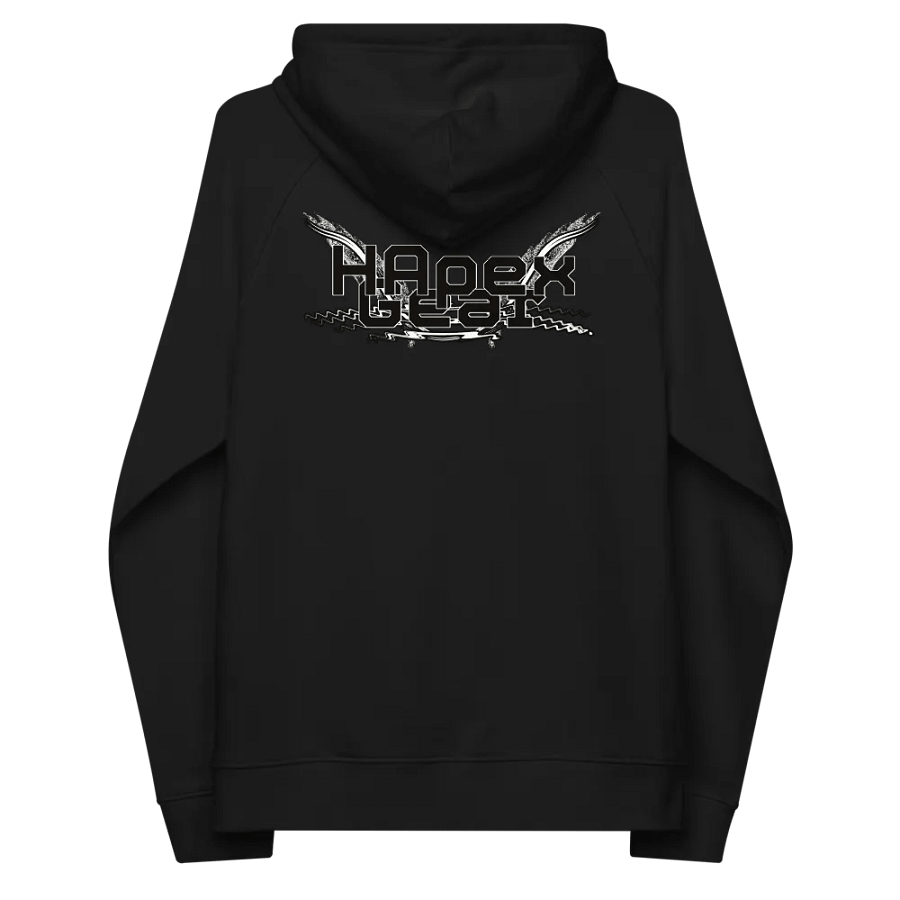 Unisex Eco Raglan Hoodie - Black HApex Gear White Logo product image (7)