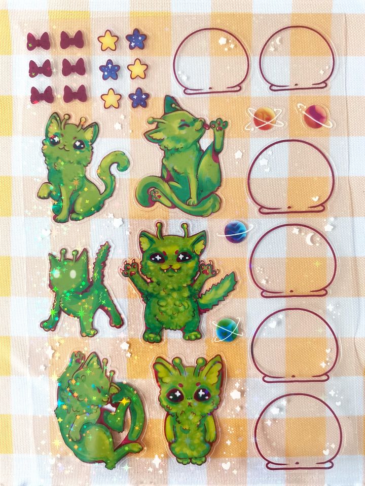 Alien Cat Sticker Sheet!! product image (2)