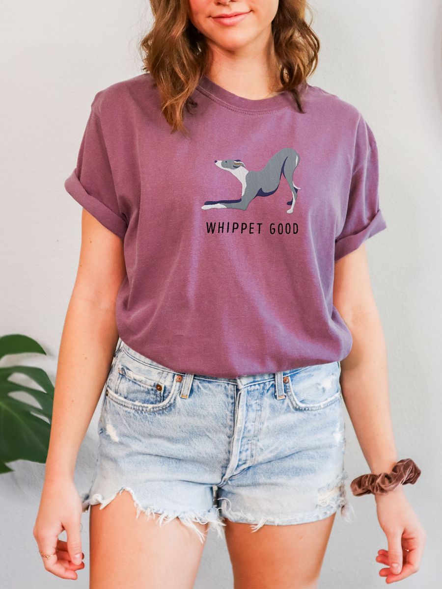 Whippet Good T-Shirt(Embroidered) of a Whippet(Blue & White) product image (2)