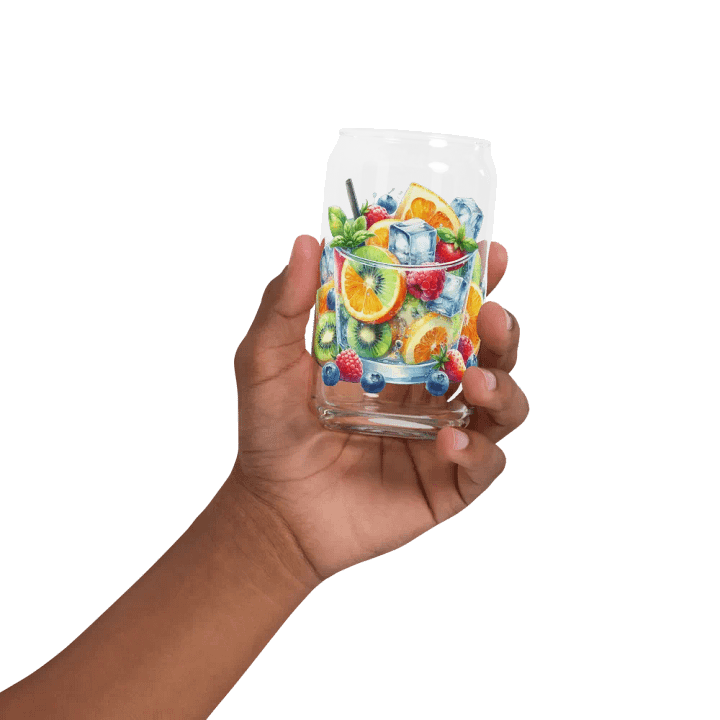 Fruit juice with fruit slice mixed water affect design-03-Can-Shaped Glass product image (2)